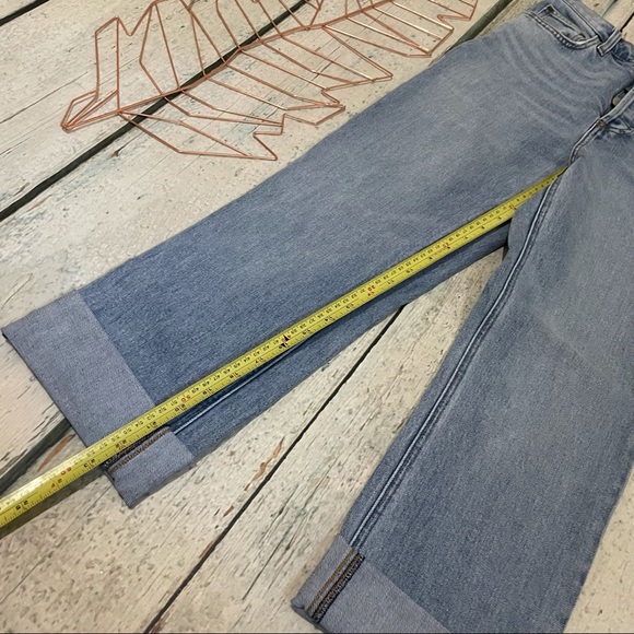 Aritzia Denim Forum 25 arlo high rise straight 28L jeans button fly blue cuffed - Picture 3 of 9
